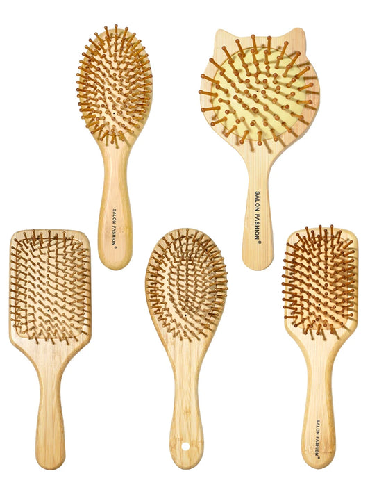 Eco Bamboo Hair Brush Nature Wooden Anti-Static