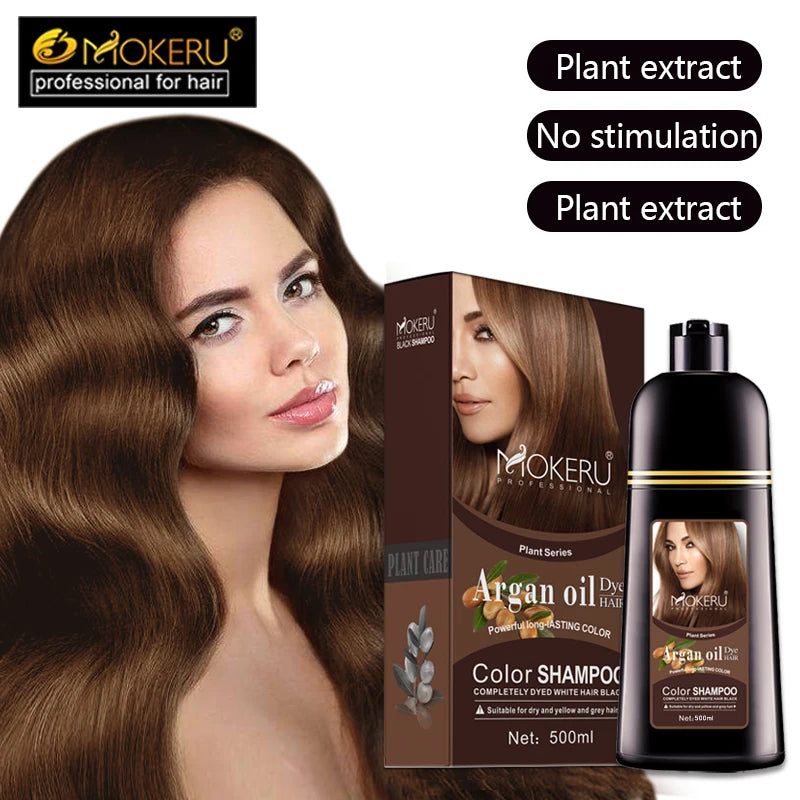 Argan Oil Natural Long Lasting Black Brown Permanent Hair Dye Shampoo For Gray Hair