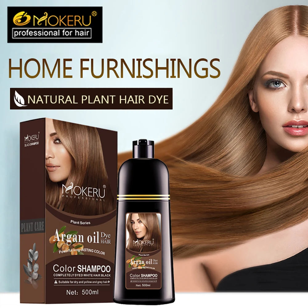 Argan Oil Natural Long Lasting Black Brown Permanent Hair Dye Shampoo For Gray Hair