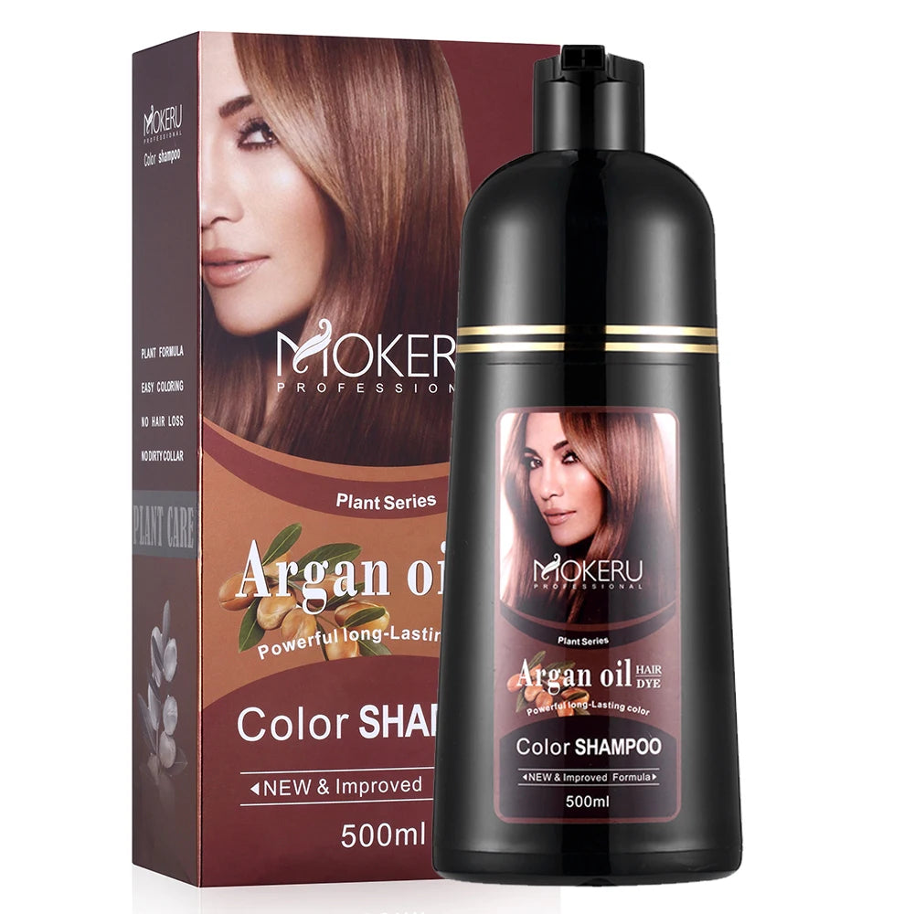 Argan Oil Natural Long Lasting Black Brown Permanent Hair Dye Shampoo For Gray Hair