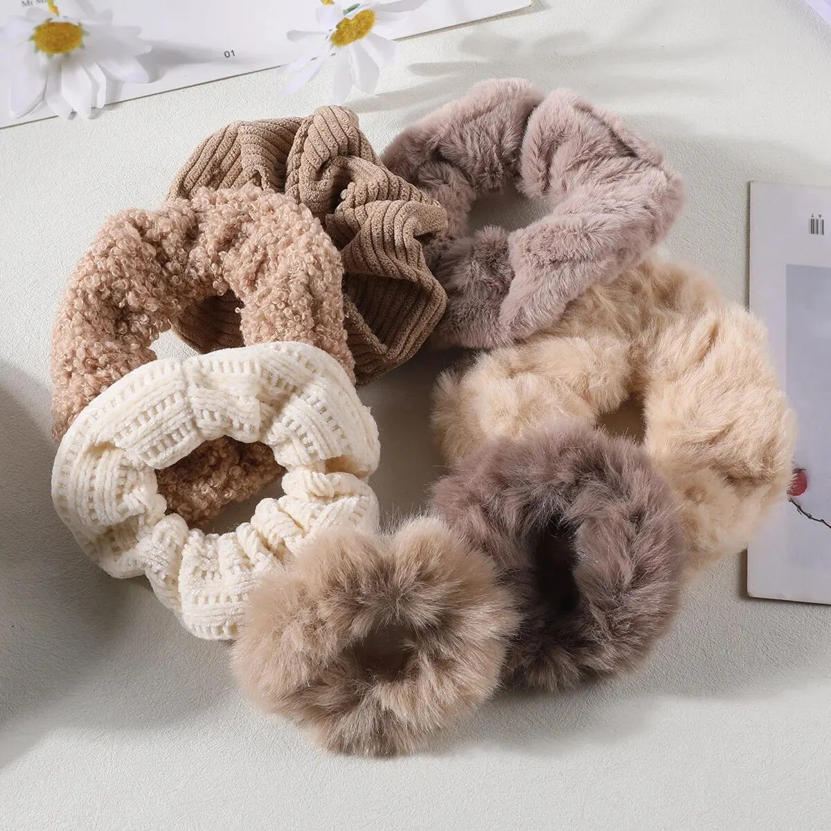 7-Piece Plush Hair Scrunchies