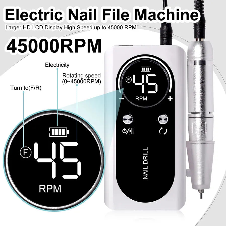 Professional 45000RPM Electric Portable Nail Drill Machine