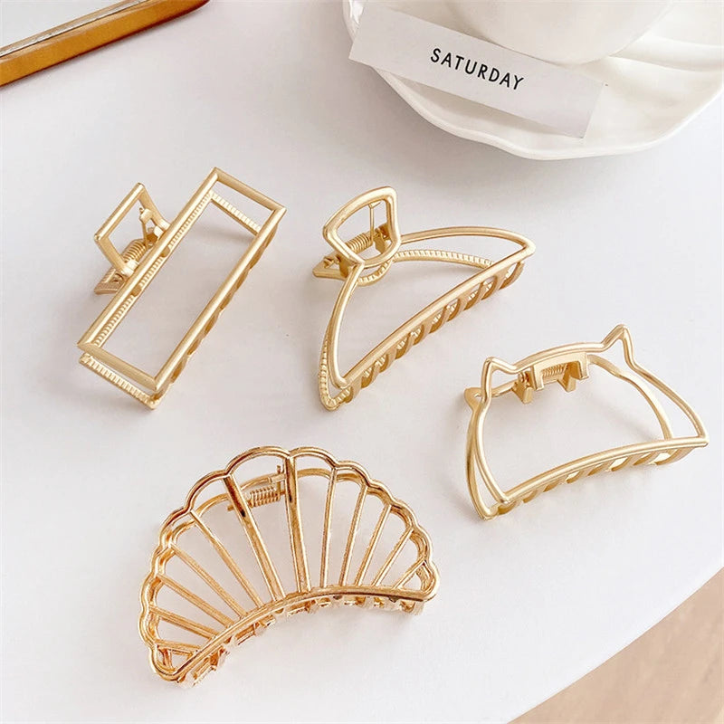 Fashion Metal Hair Claw For Women Gold Silver Color