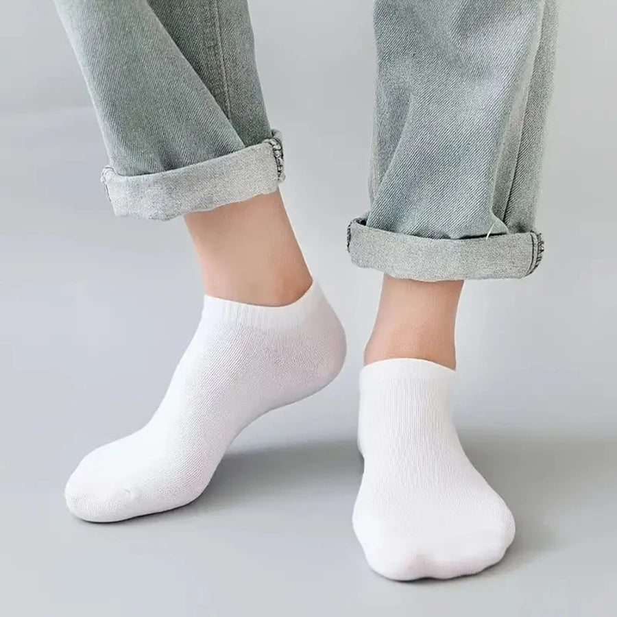 10/12 Pairs Men Solid Color Boat Socks