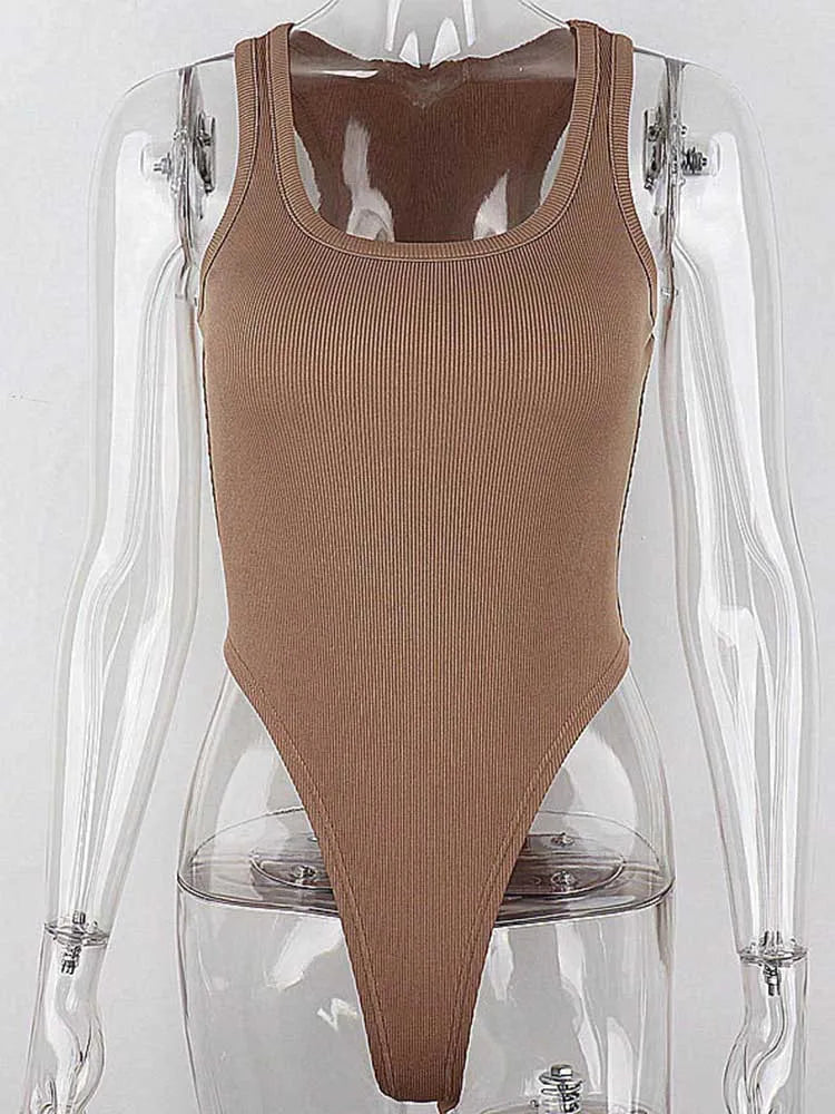 Sleeveless Knit Bodysuit Sexy Bodycon