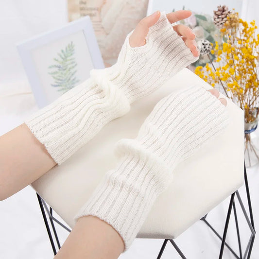 Long Fingerless Gloves Women