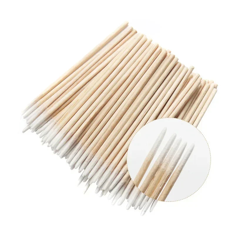 100-500Pcs Nails Wood Cotton Swab