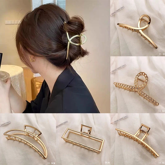 Fashion Metal Hair Claw For Women Gold Silver Color