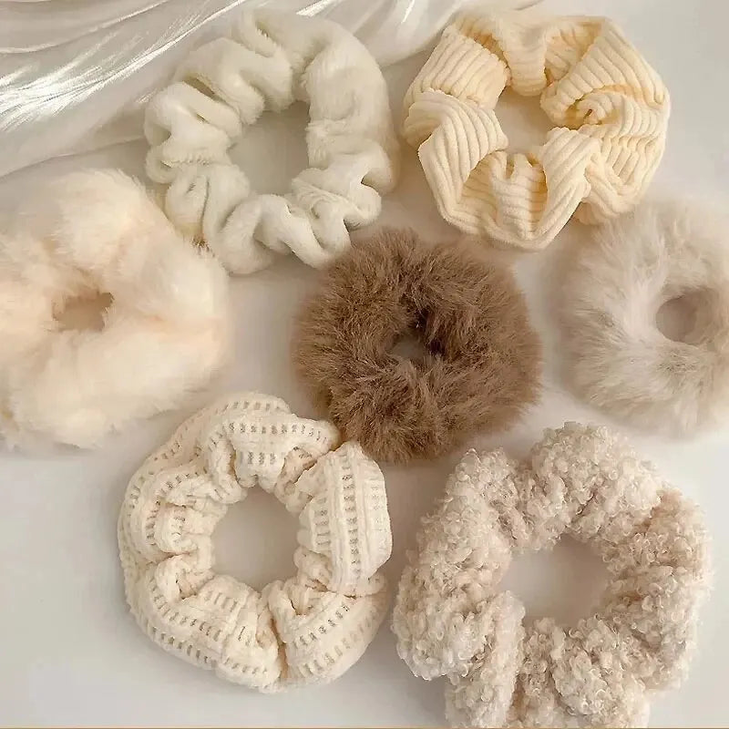 7-Piece Plush Hair Scrunchies