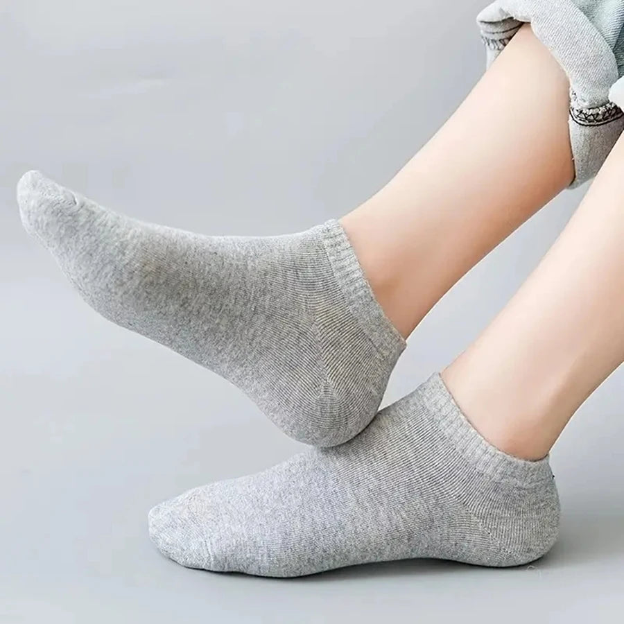 10/12 Pairs Men Solid Color Boat Socks