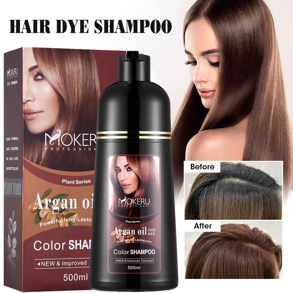 Argan Oil Natural Long Lasting Black Brown Permanent Hair Dye Shampoo For Gray Hair