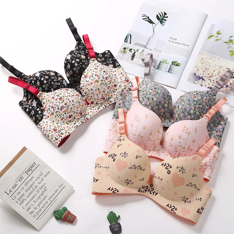 Women Flower Print Seamless Bra Sexy Lingerie