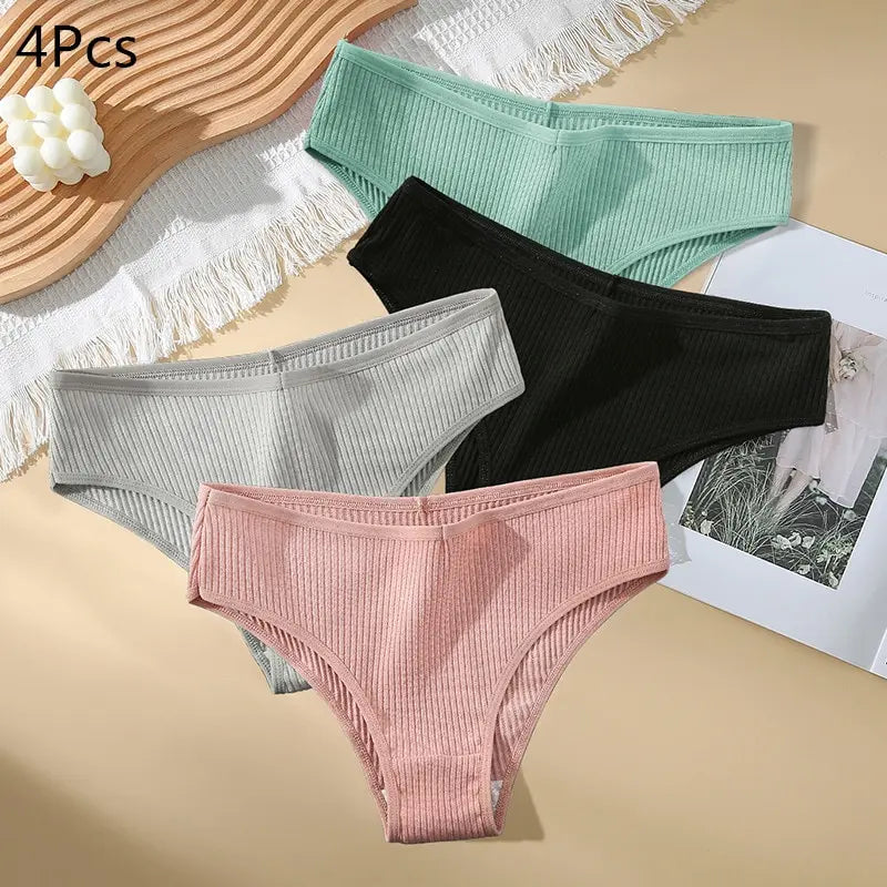 Solid Color Cotton Panties Female Underpants