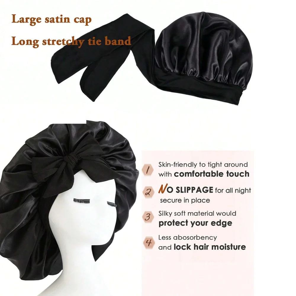 Silk Satin Bonnet Adjustable for sleeping