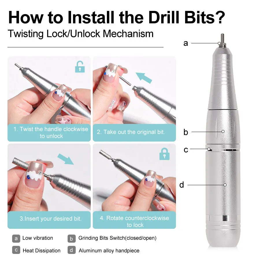 Professional 45000RPM Electric Portable Nail Drill Machine