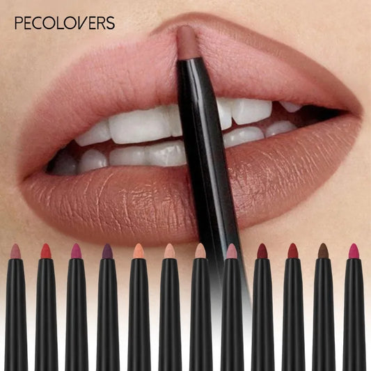 12 Colors Waterproof Matte Lipliner Pencil Red Contour