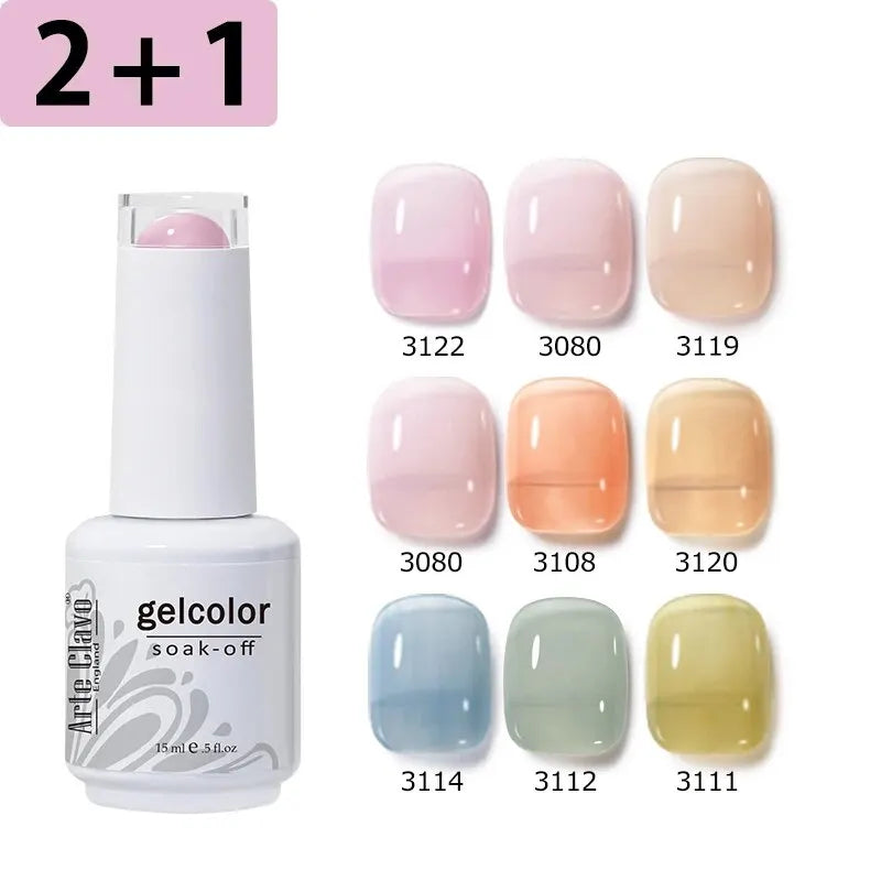 3pcs/Set Jelly Gel Polish Nude Pink