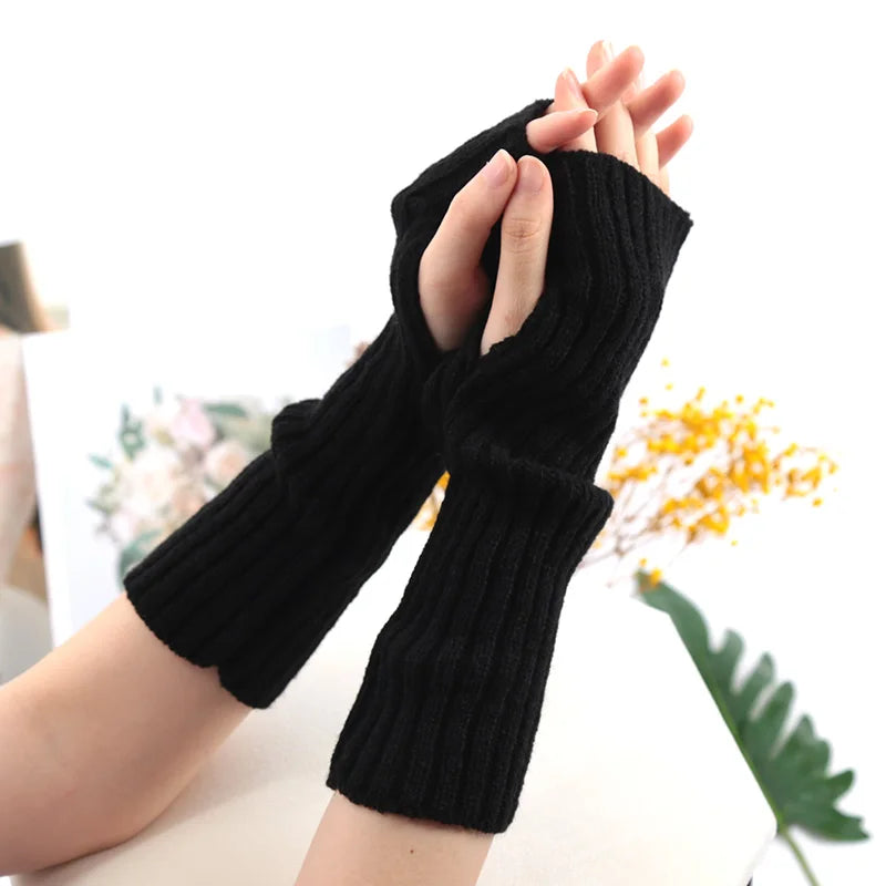 Long Fingerless Gloves Women