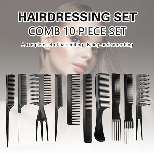 10Pcs Set Professional Hairdressing Combs Multifunction