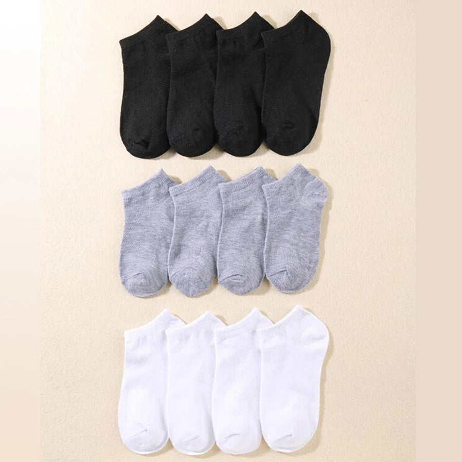 10/12 Pairs Men Solid Color Boat Socks